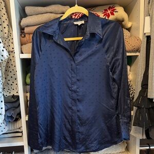 Navy Blue Satin Blouse